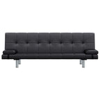 vidaXL Schlafsofa mit 2 Kissen Kunstleder Ausziehbar Schwarz