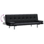 vidaXL Schlafsofa mit 2 Kissen Kunstleder Ausziehbar Schwarz