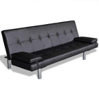 vidaXL Schlafsofa mit 2 Kissen Kunstleder Ausziehbar Schwarz
