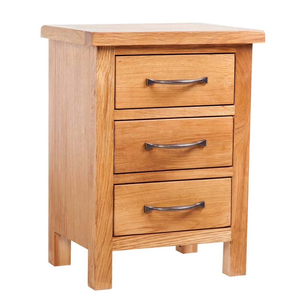 vidaXL Nachttisch mit 3 Schubladen 40x30x54 cm Massivholz Eiche