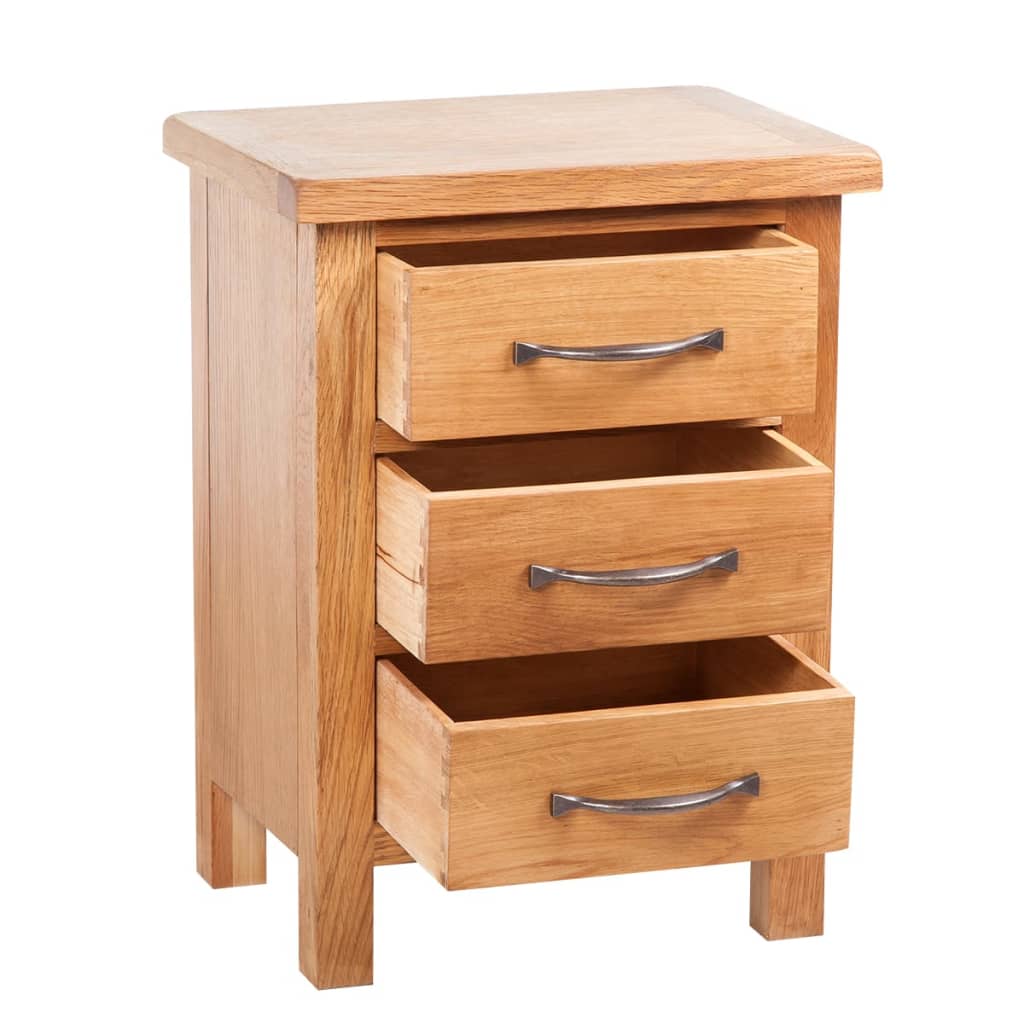 vidaXL Nachttisch mit 3 Schubladen 40x30x54 cm Massivholz Eiche
