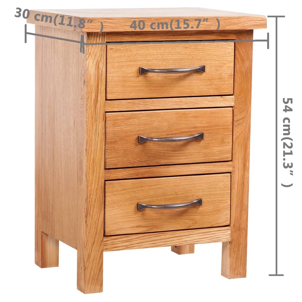 vidaXL Nachttisch mit 3 Schubladen 40x30x54 cm Massivholz Eiche