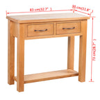 vidaXL Konsolentisch mit 2 Schubladen 83x30x73 cm Massivholz Eiche