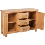 vidaXL Sideboard mit 3 Schubladen 110x33,5x70 cm Massivholz Eiche