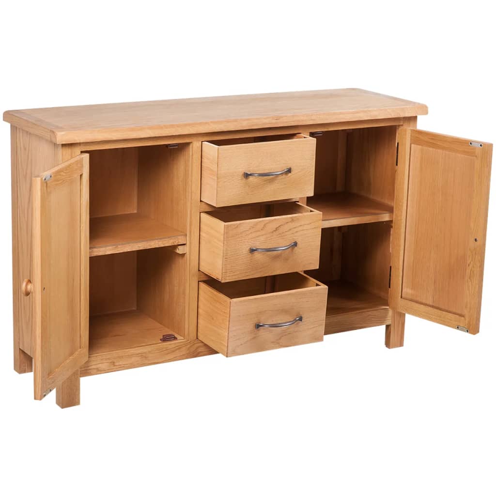 vidaXL Sideboard mit 3 Schubladen 110x33,5x70 cm Massivholz Eiche
