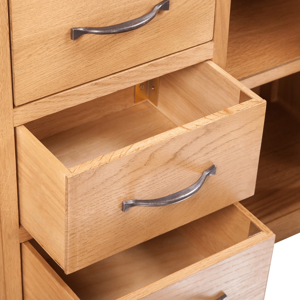 vidaXL Sideboard mit 3 Schubladen 110x33,5x70 cm Massivholz Eiche