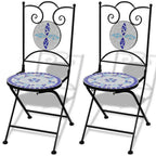 vidaXL 3-tlg. Bistro-Set Keramikfliesen Blau und Weiß