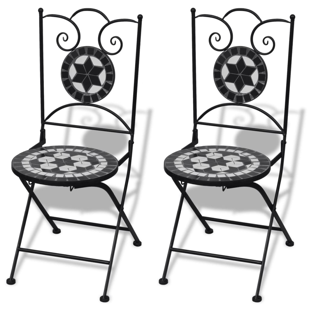 vidaXL 3-tlg. Bistro-Set Keramik Schwarz und Weiß