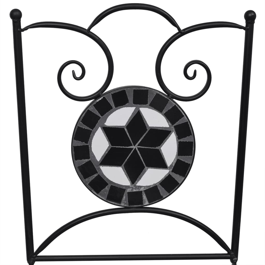 vidaXL 3-tlg. Bistro-Set Keramik Schwarz und Weiß