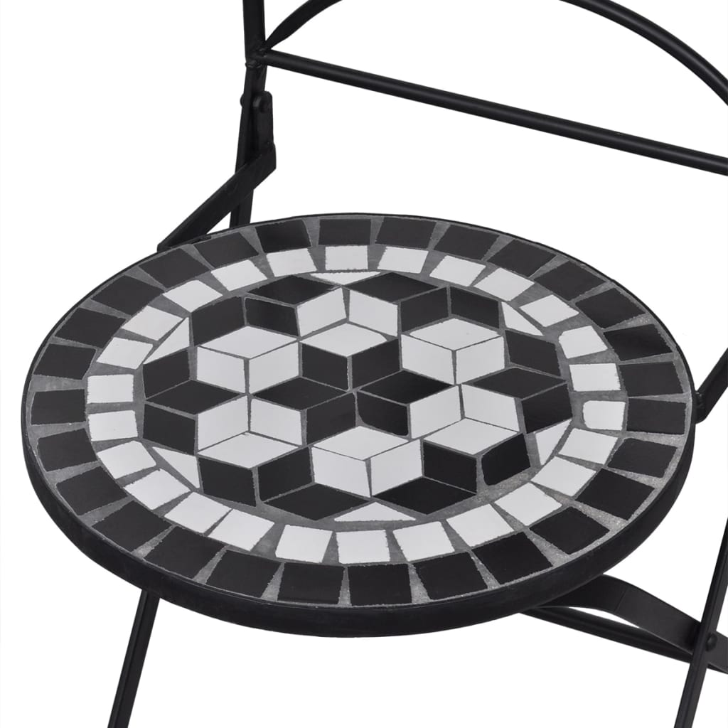 vidaXL 3-tlg. Bistro-Set Keramik Schwarz und Weiß