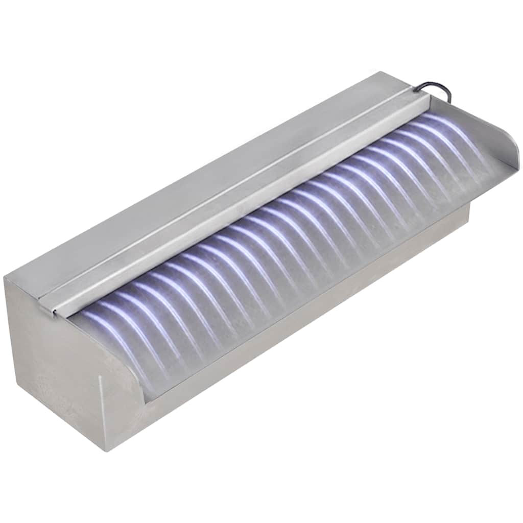 vidaXL Pool-Wasserfall Fontäne mit LEDs Rechteckig Edelstahl 30 cm