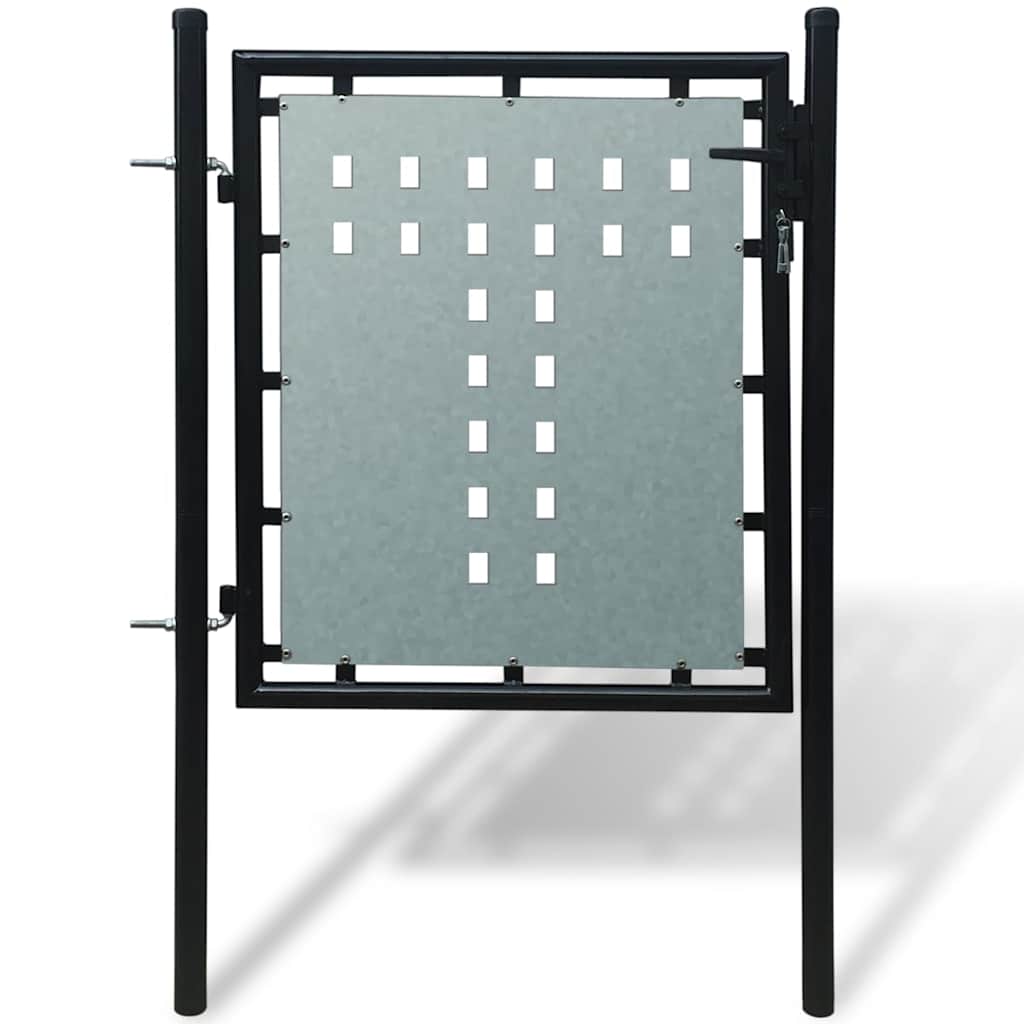 vidaXL Schwarzes Einzeltor für Zäune 100 x 75 cm