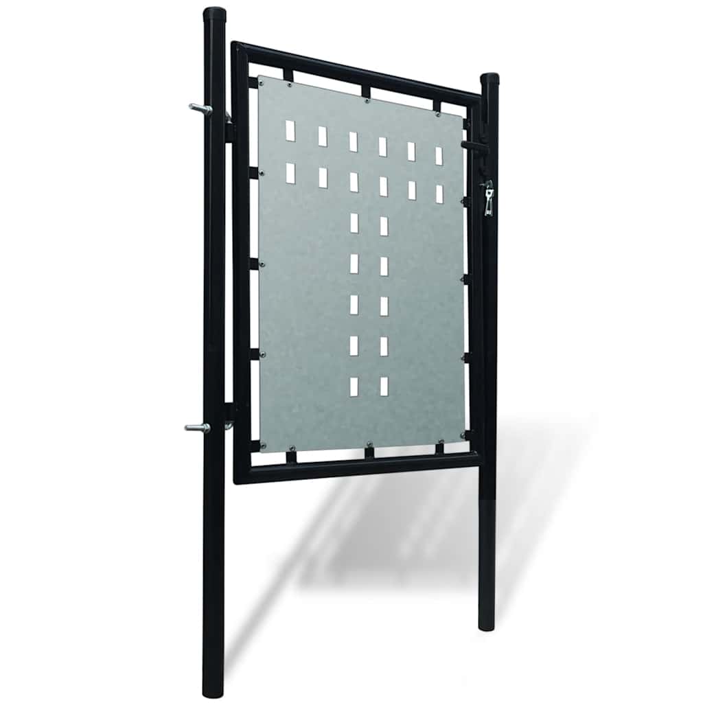 vidaXL Schwarzes Einzeltor für Zäune 100 x 75 cm