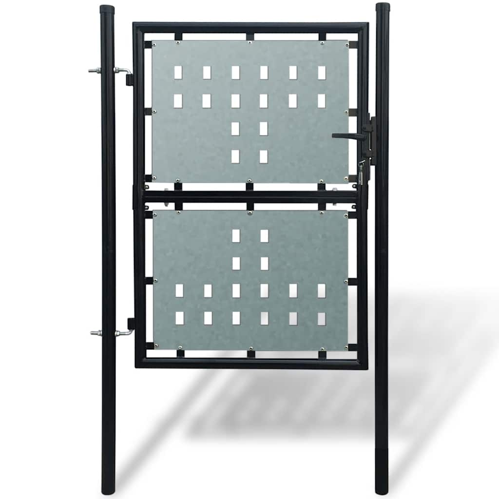 vidaXL Schwarzes Einzeltür-Gartentor 100x125 cm