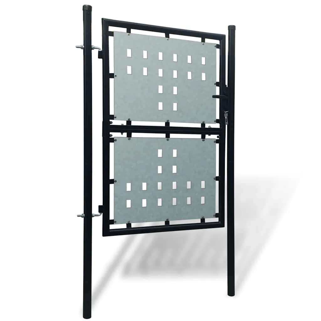 vidaXL Schwarzes Einzeltür-Gartentor 100x125 cm