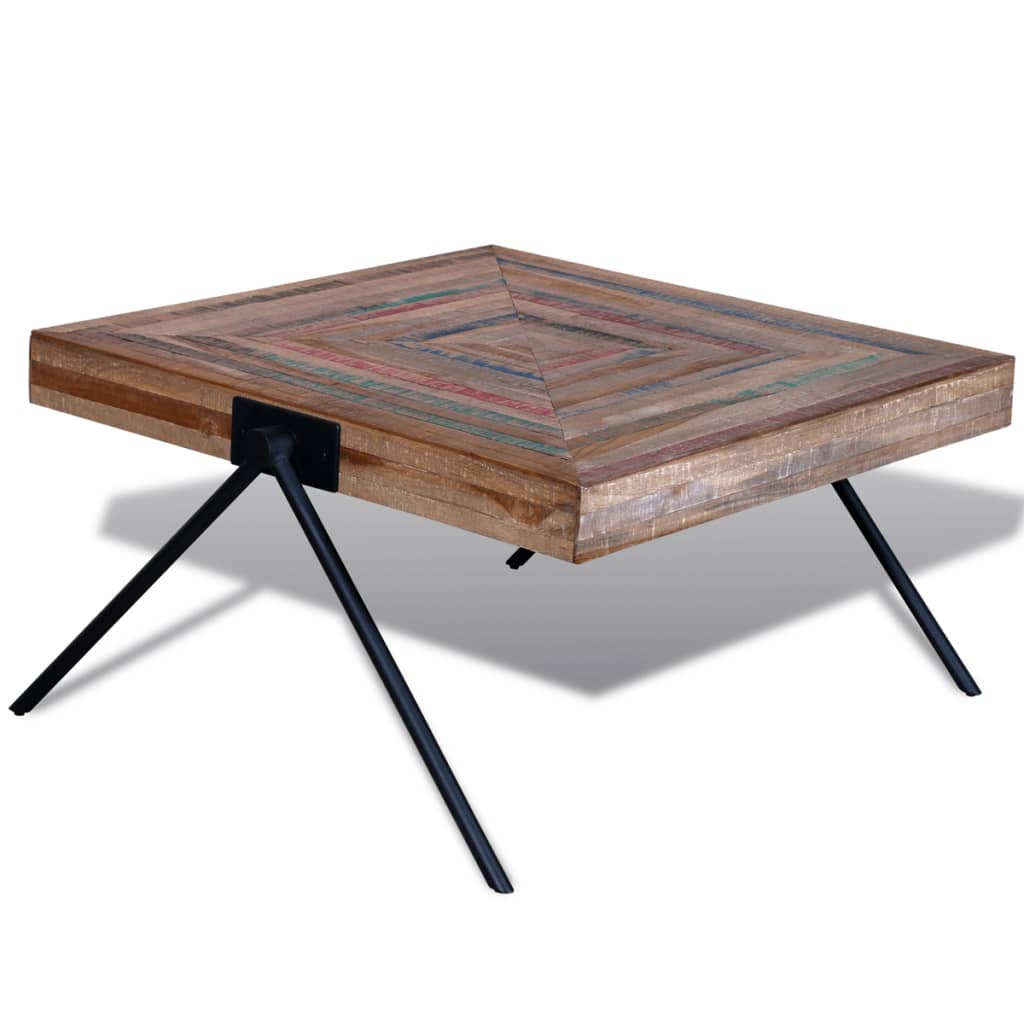 vidaXL Couchtisch mit V-Beinen Altholz Teak