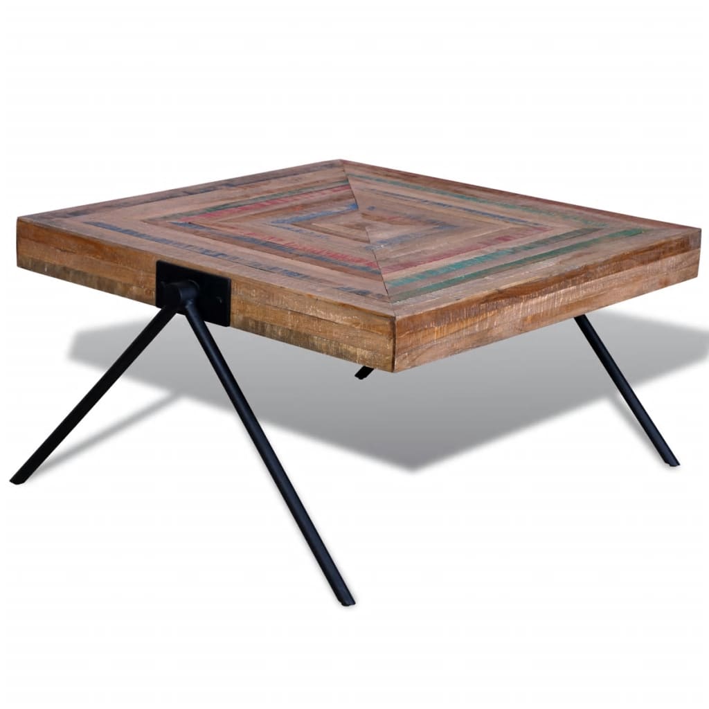 vidaXL Couchtisch mit V-Beinen Altholz Teak