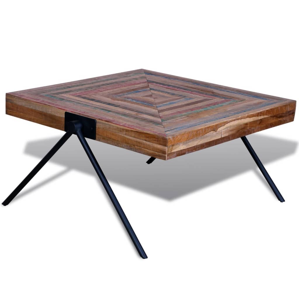 vidaXL Couchtisch mit V-Beinen Altholz Teak