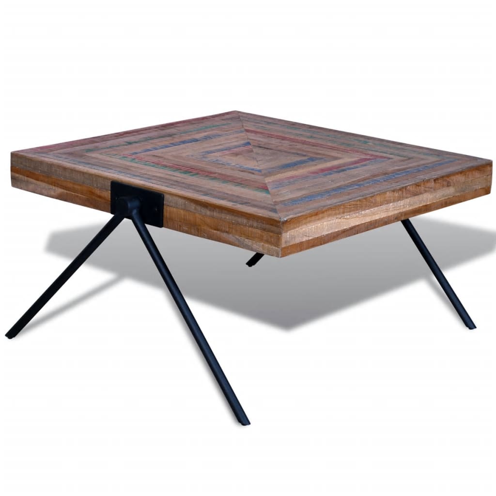 vidaXL Couchtisch mit V-Beinen Altholz Teak