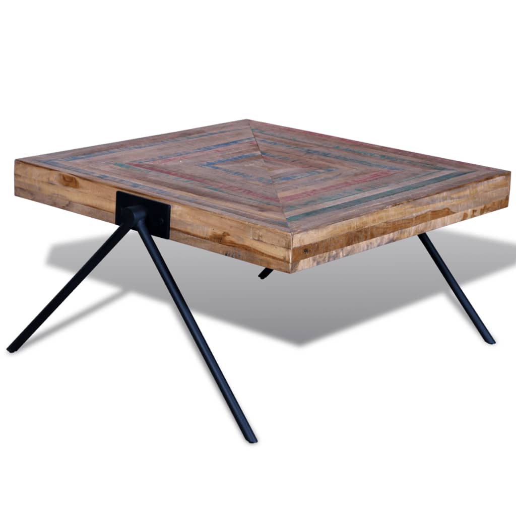 vidaXL Couchtisch mit V-Beinen Altholz Teak