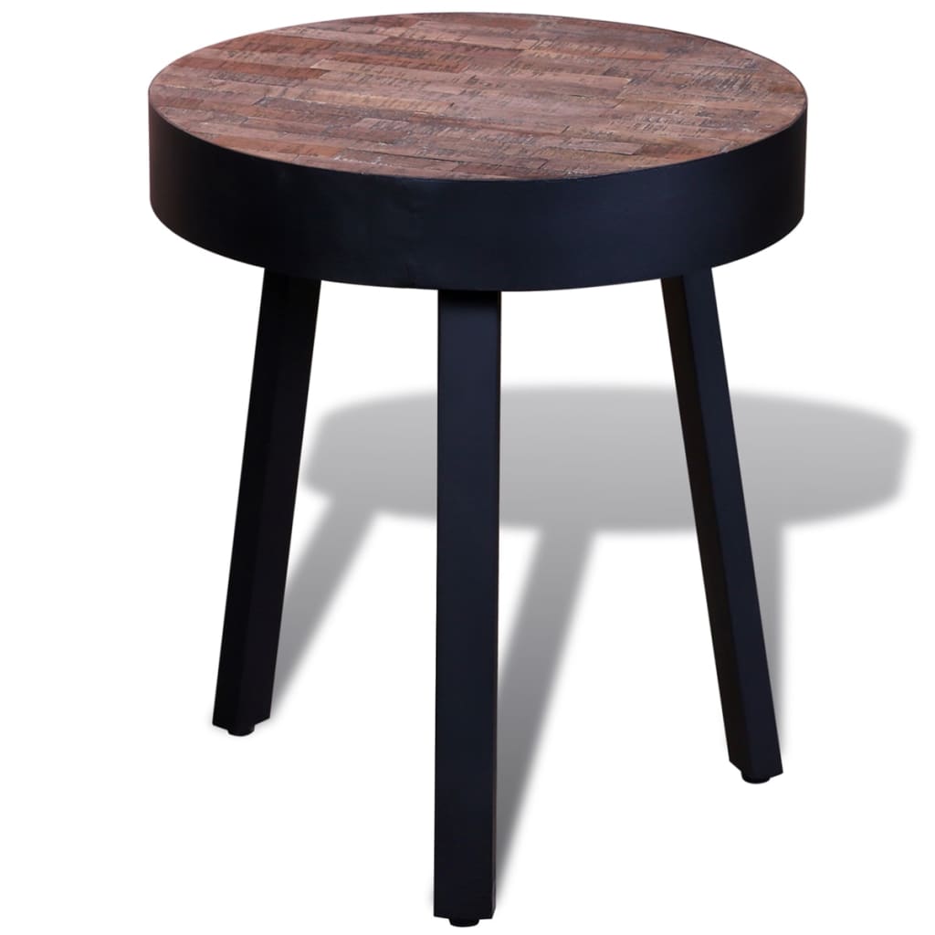 vidaXL Beistelltisch Rund Altholz Teak