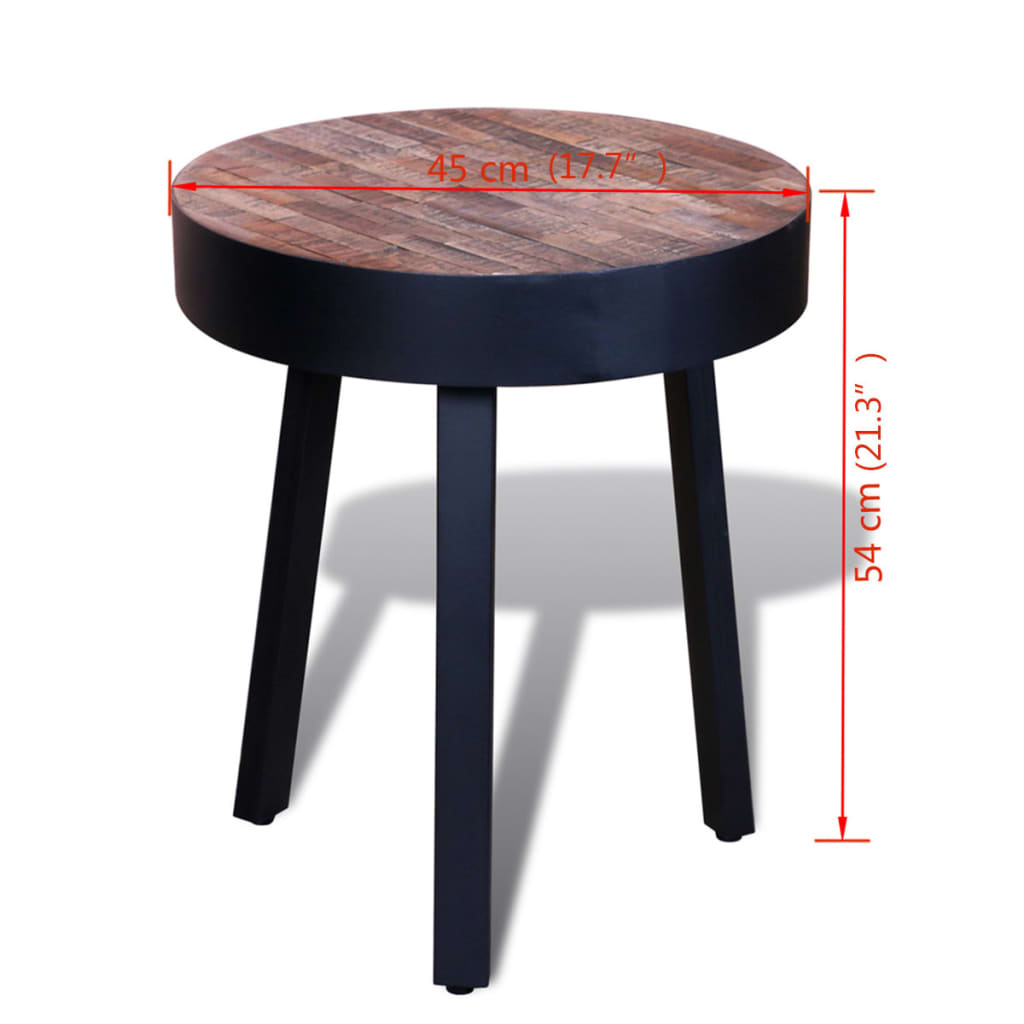 vidaXL Beistelltisch Rund Altholz Teak