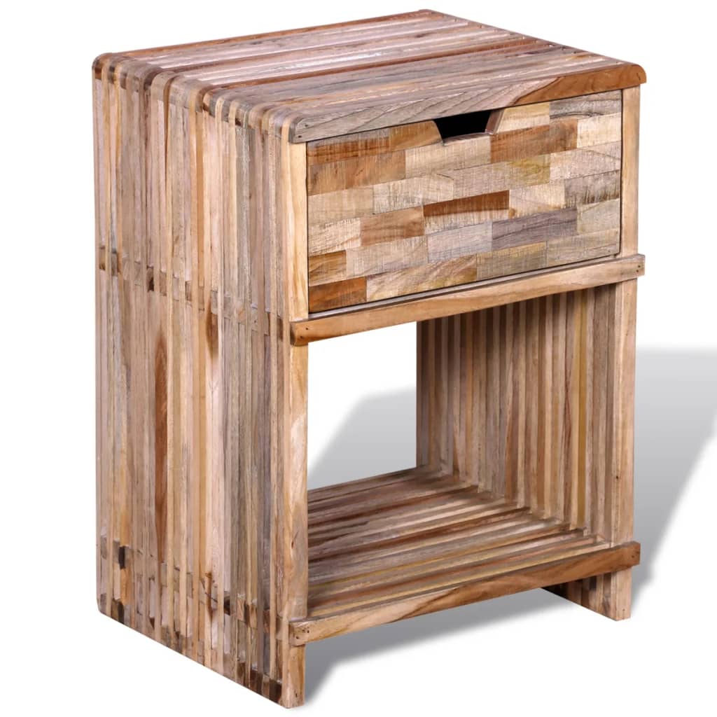 vidaXL Nachttisch mit Schublade Altholz Teak
