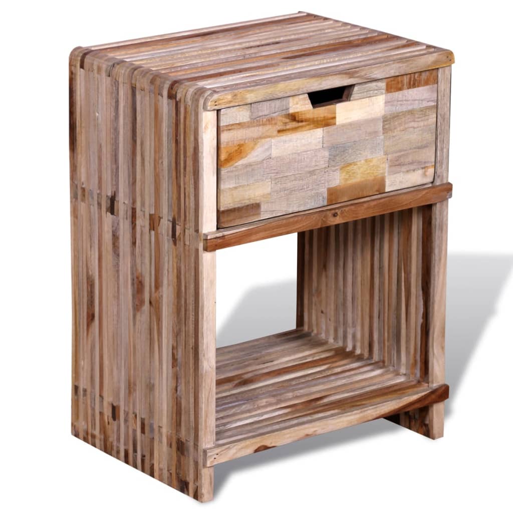 vidaXL Nachttisch mit Schublade Altholz Teak