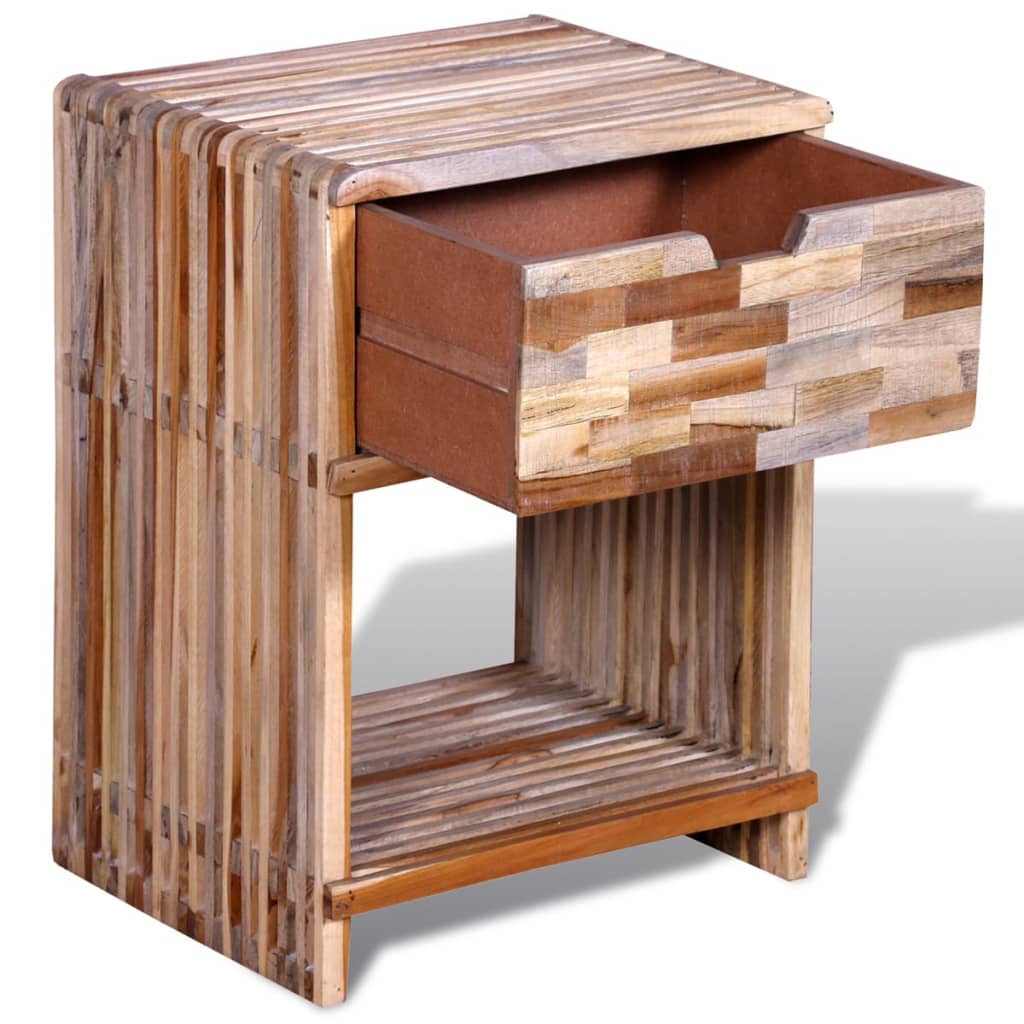 vidaXL Nachttisch mit Schublade Altholz Teak