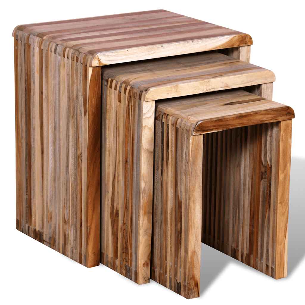 vidaXL 3-tlg. Satztisch-Set Altholz Teak