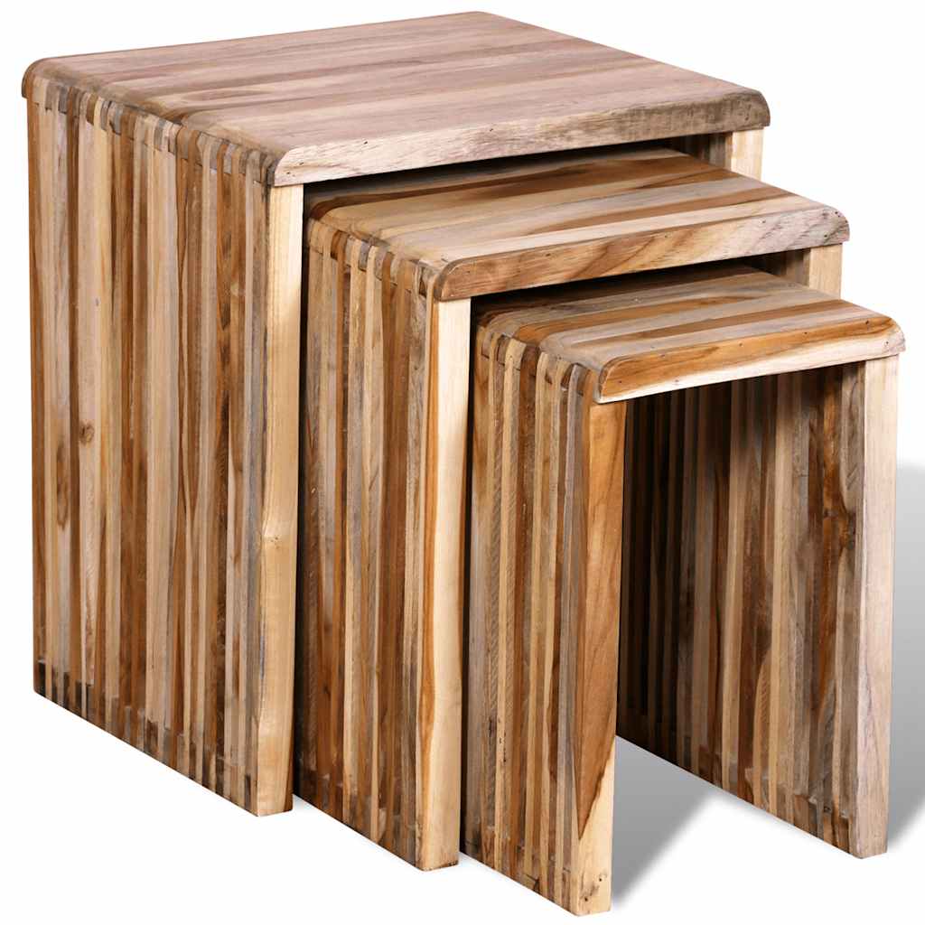vidaXL 3-tlg. Satztisch-Set Altholz Teak