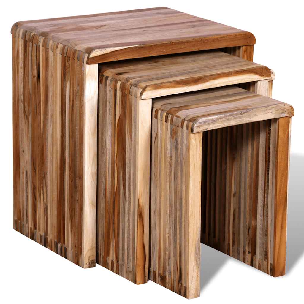 vidaXL 3-tlg. Satztisch-Set Altholz Teak