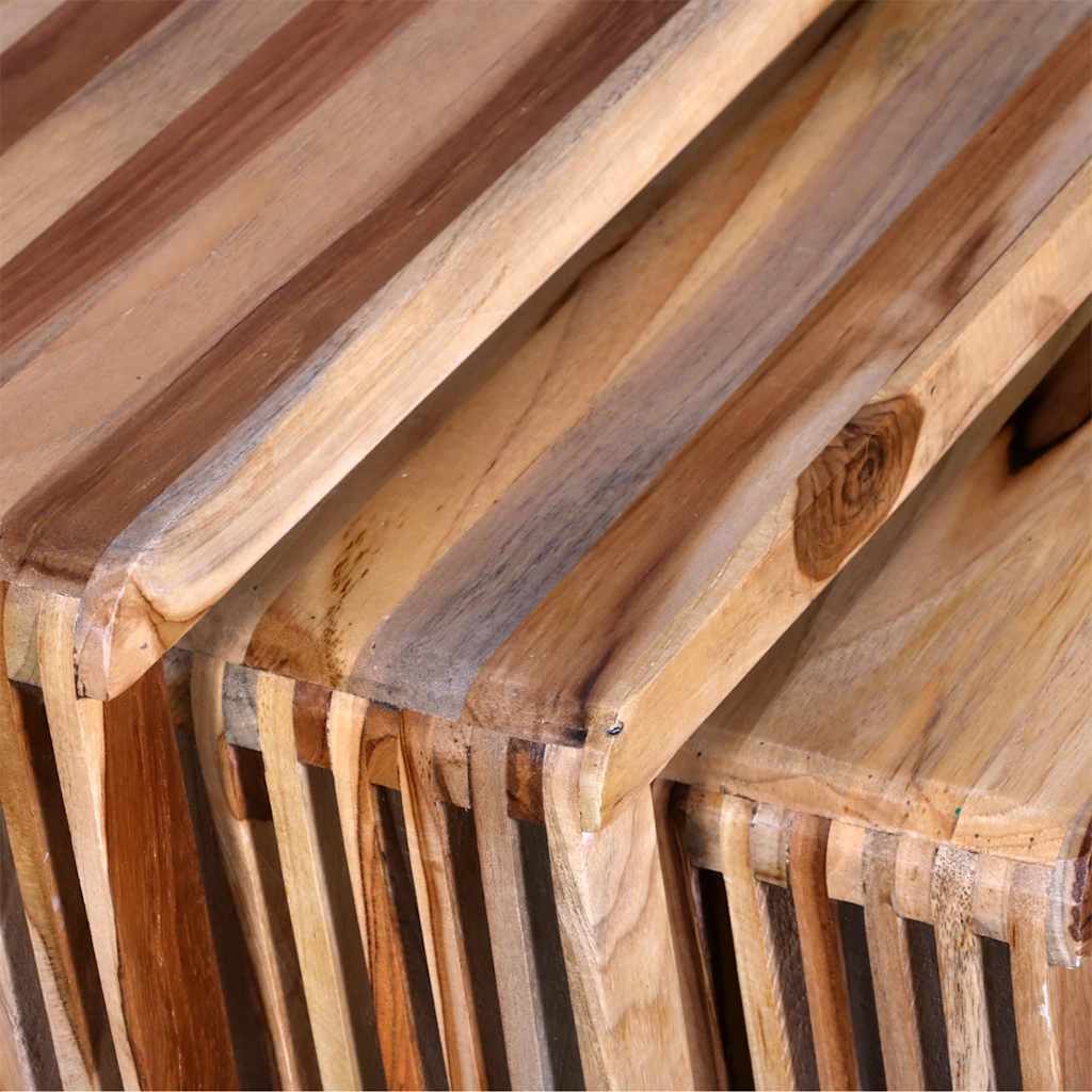 vidaXL 3-tlg. Satztisch-Set Altholz Teak