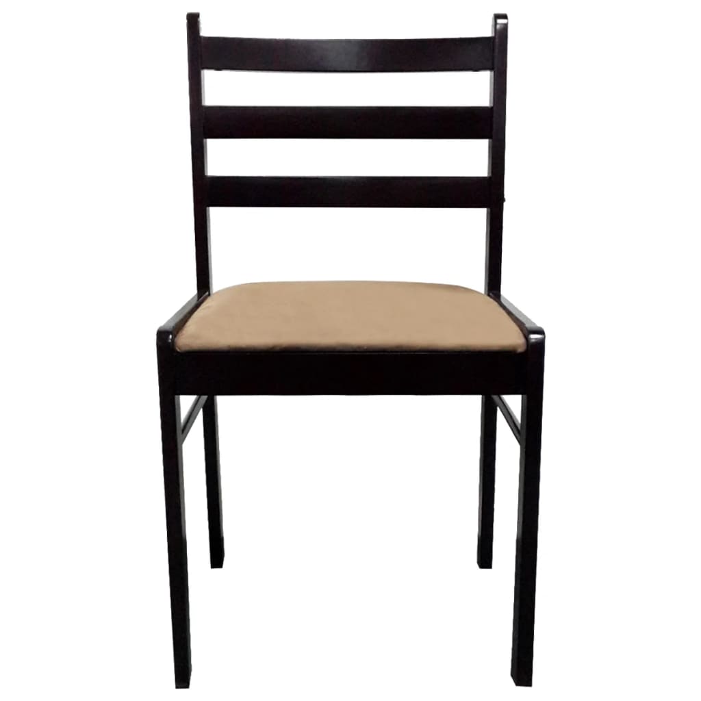 vidaXL Esszimmerstühle 2 Stk. Braun Massivholz Gummibaum und Samt