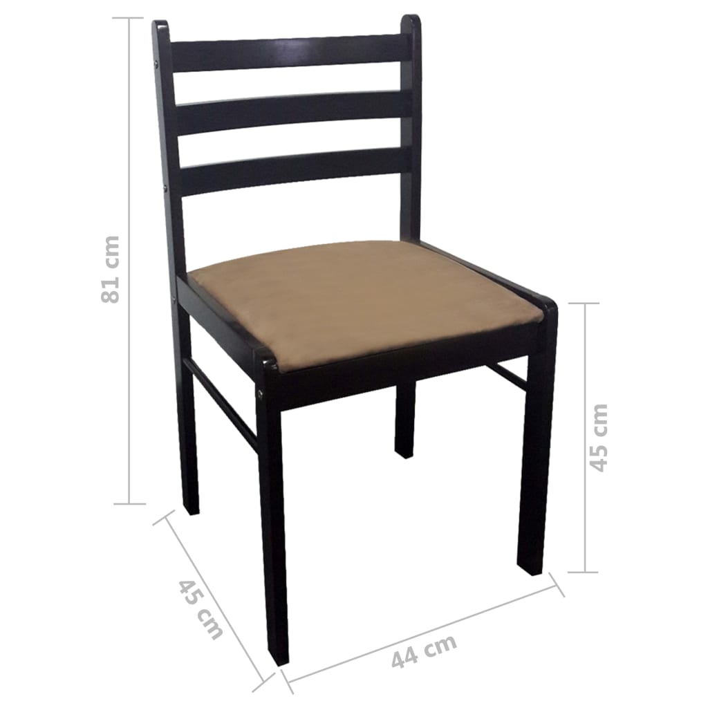 vidaXL Esszimmerstühle 4 Stk. Braun Massivholz Gummibaum und Samt