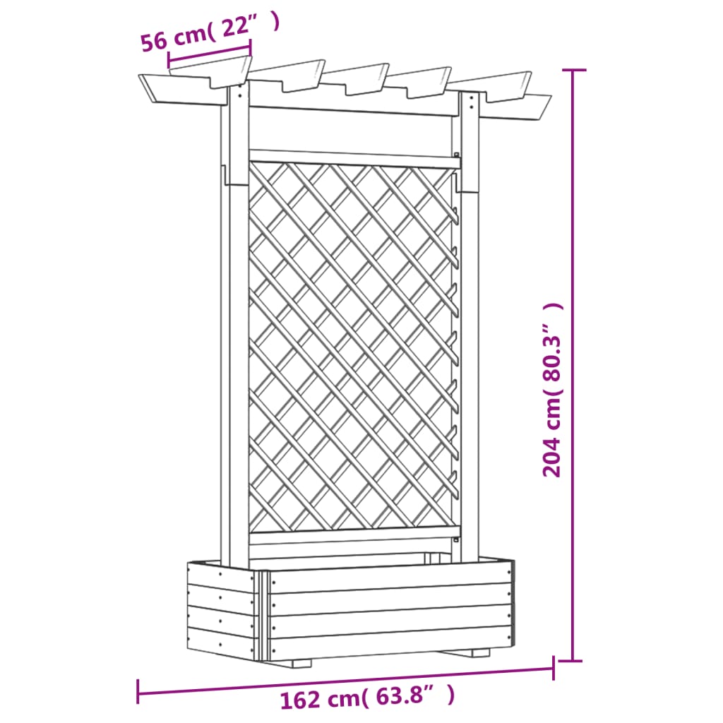 vidaXL Pergola mit Pflanzkasten 162x56x204 cm Holz