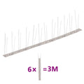 vidaXL 6-tlg. Taubenabwehr Spikes-Set Edelstahl 3 m 2-reihig
