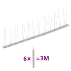 vidaXL 6-tlg. Taubenabwehr Spikes-Set Edelstahl 3 m 2-reihig