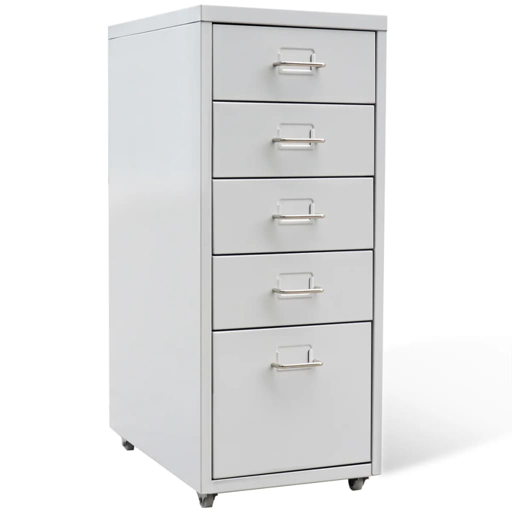 vidaXL Registerschrank mit 5 Schubladen Grau 68,5 cm Stahl