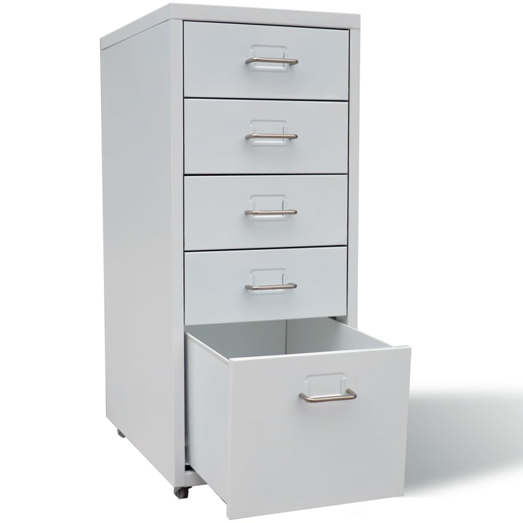 vidaXL Registerschrank mit 5 Schubladen Grau 68,5 cm Stahl