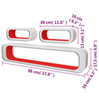 3-tlg. Wandregal-Set für Bücher DVD MDF Weiß Rot