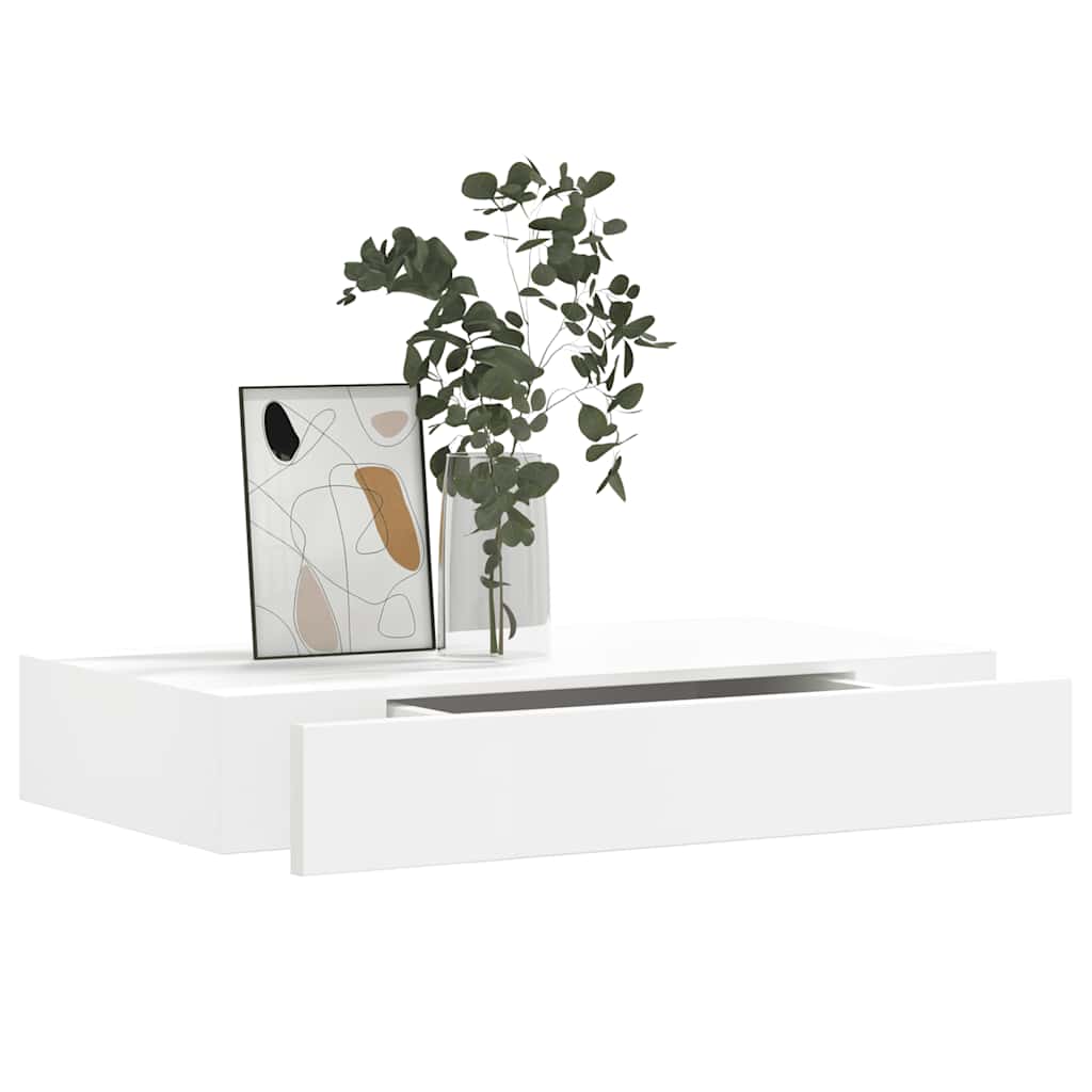vidaXL Wandregal mit Schublade MDF Weiß