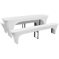 vidaXL 3-tlg. Hussen-Set für Biertisch und Bänke Weiß 220x50x80 cm
