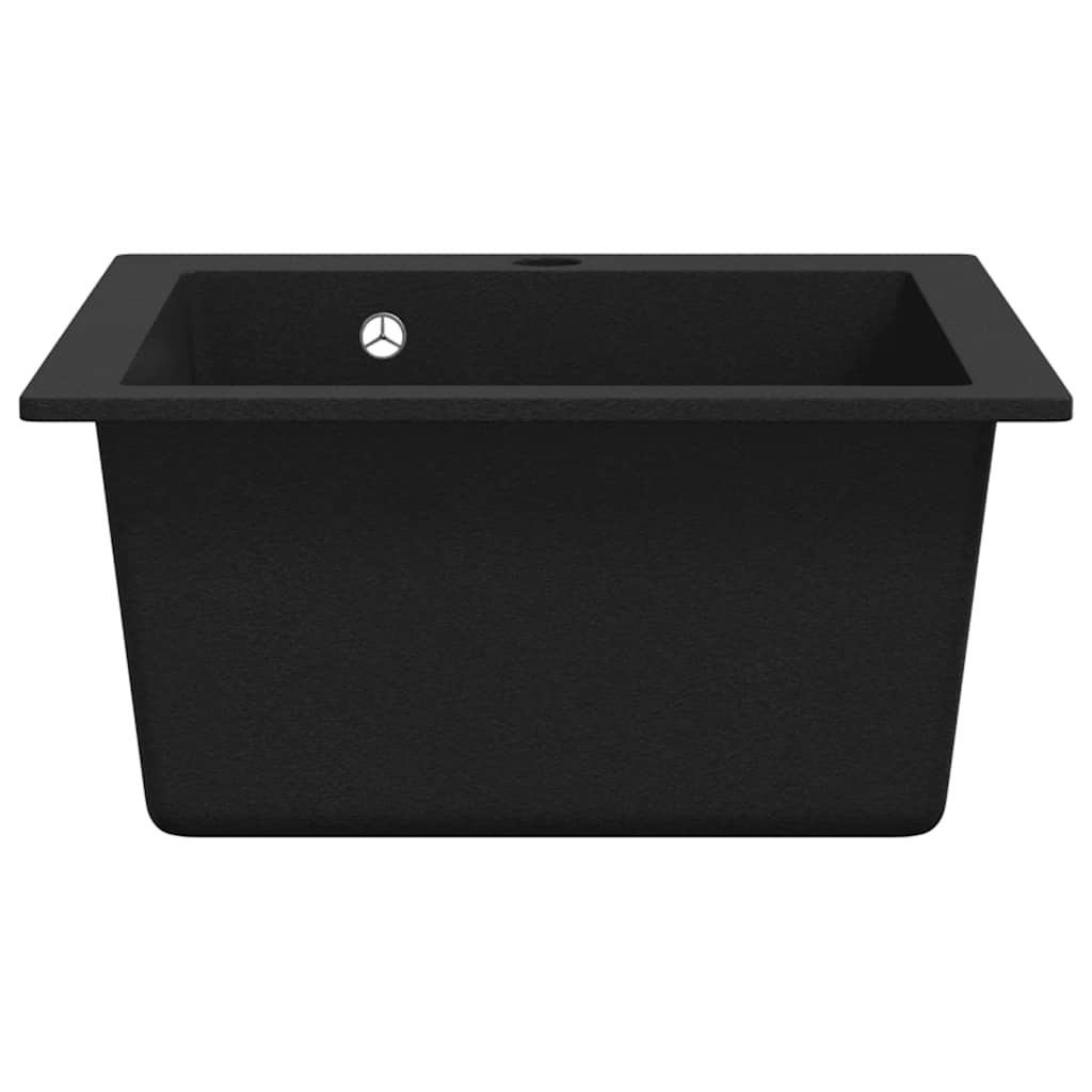 vidaXL Granitspüle Einzelbecken Schwarz