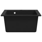 vidaXL Granitspüle Einzelbecken Schwarz