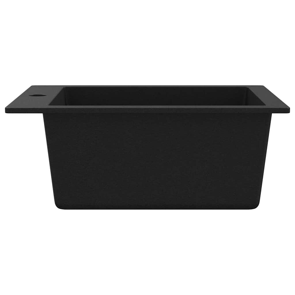 vidaXL Granitspüle Einzelbecken Schwarz