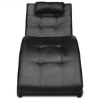 vidaXL Chaiselongue mit Kissen Schwarz Kunstleder