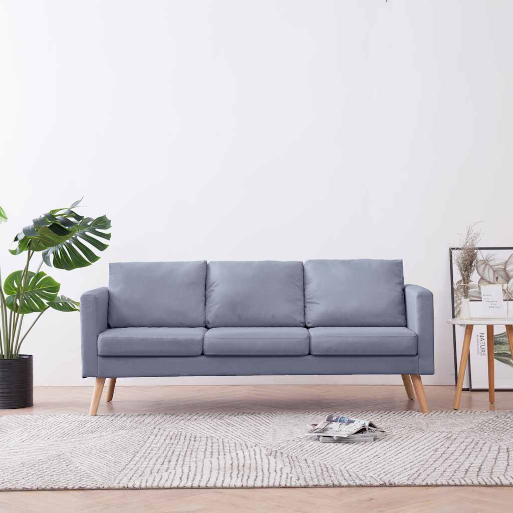 vidaXL Sofa 3-Sitzer Stoff Hellgrau