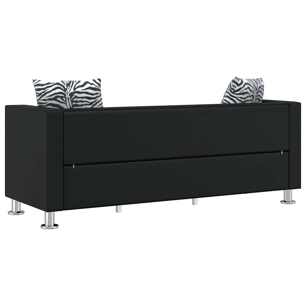 vidaXL Sofa 3-Sitzer Kunstleder Schwarz