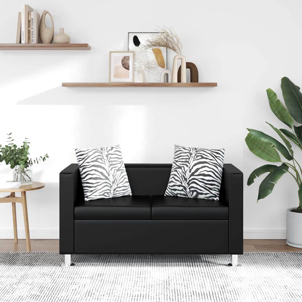vidaXL 2-Sitzer-Sofa Kunstleder Schwarz